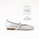 Silver Ballet Flats — Golden Studs Black