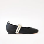 Black - Off White Leather Double Straps