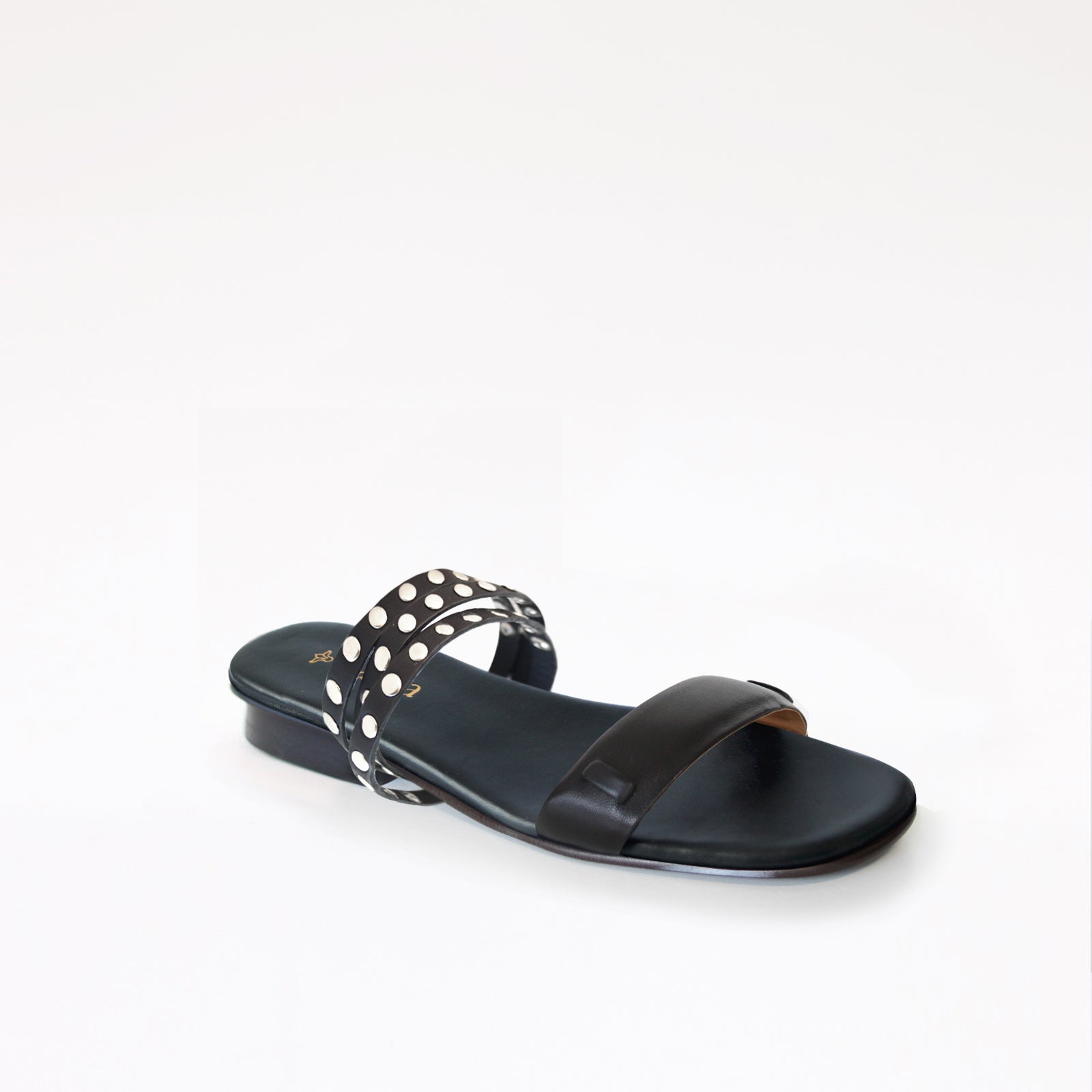 Black Flat Swap Sandal Black Studs