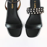 Black Flat Swap Sandal Black Studs