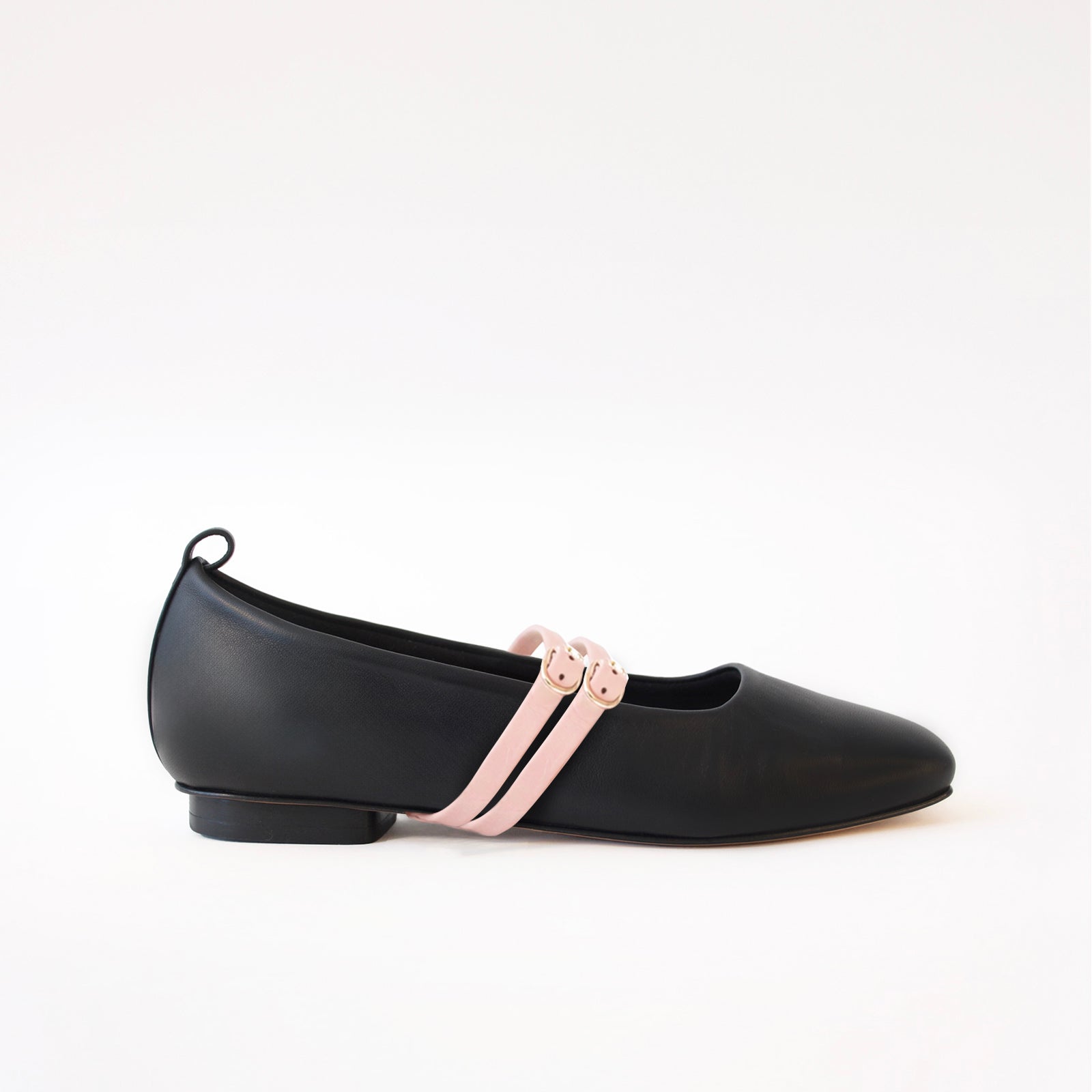 Black - Rose Leather Double Straps