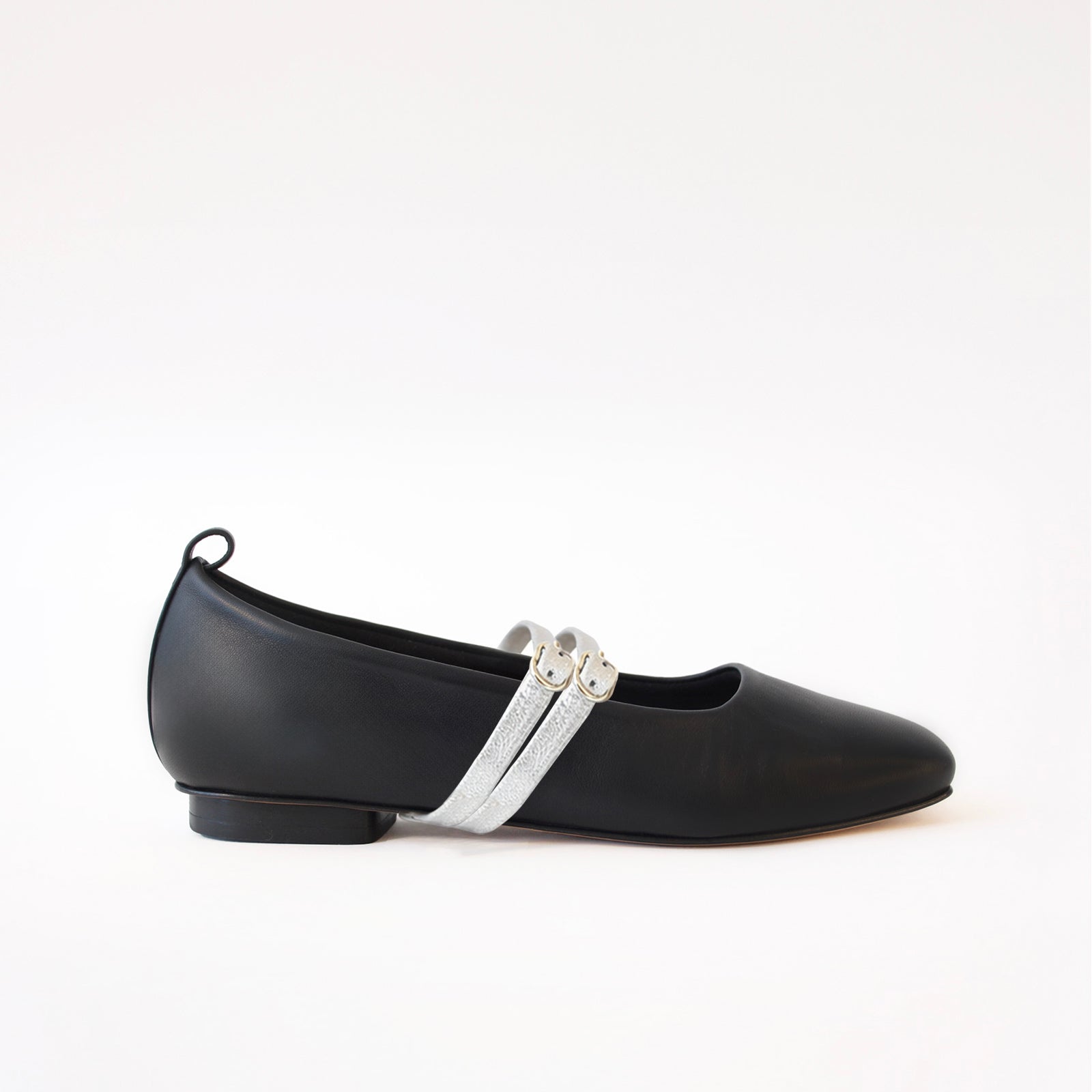 Black - Silver Leather Double Straps