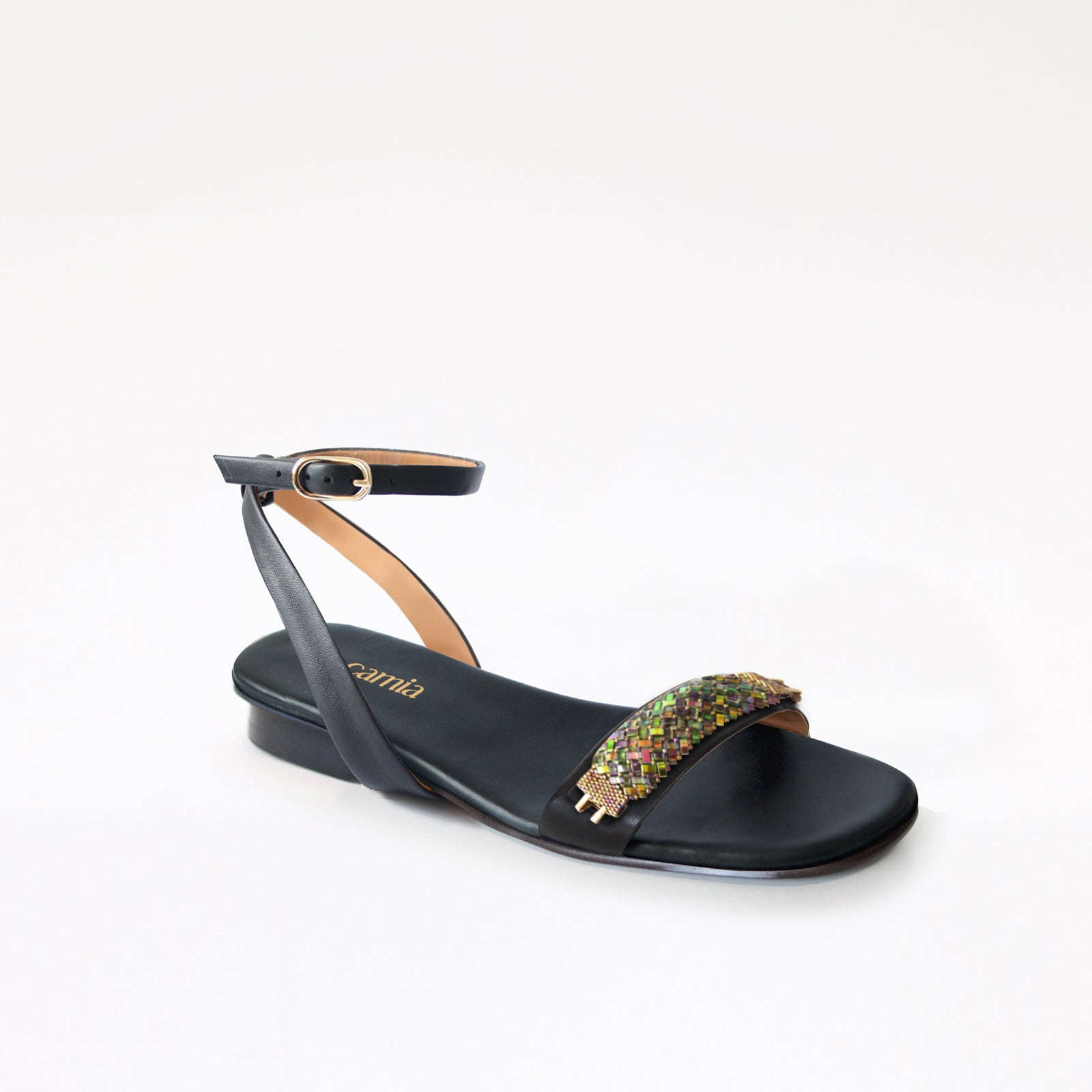 Black Swap Sandal Aqua