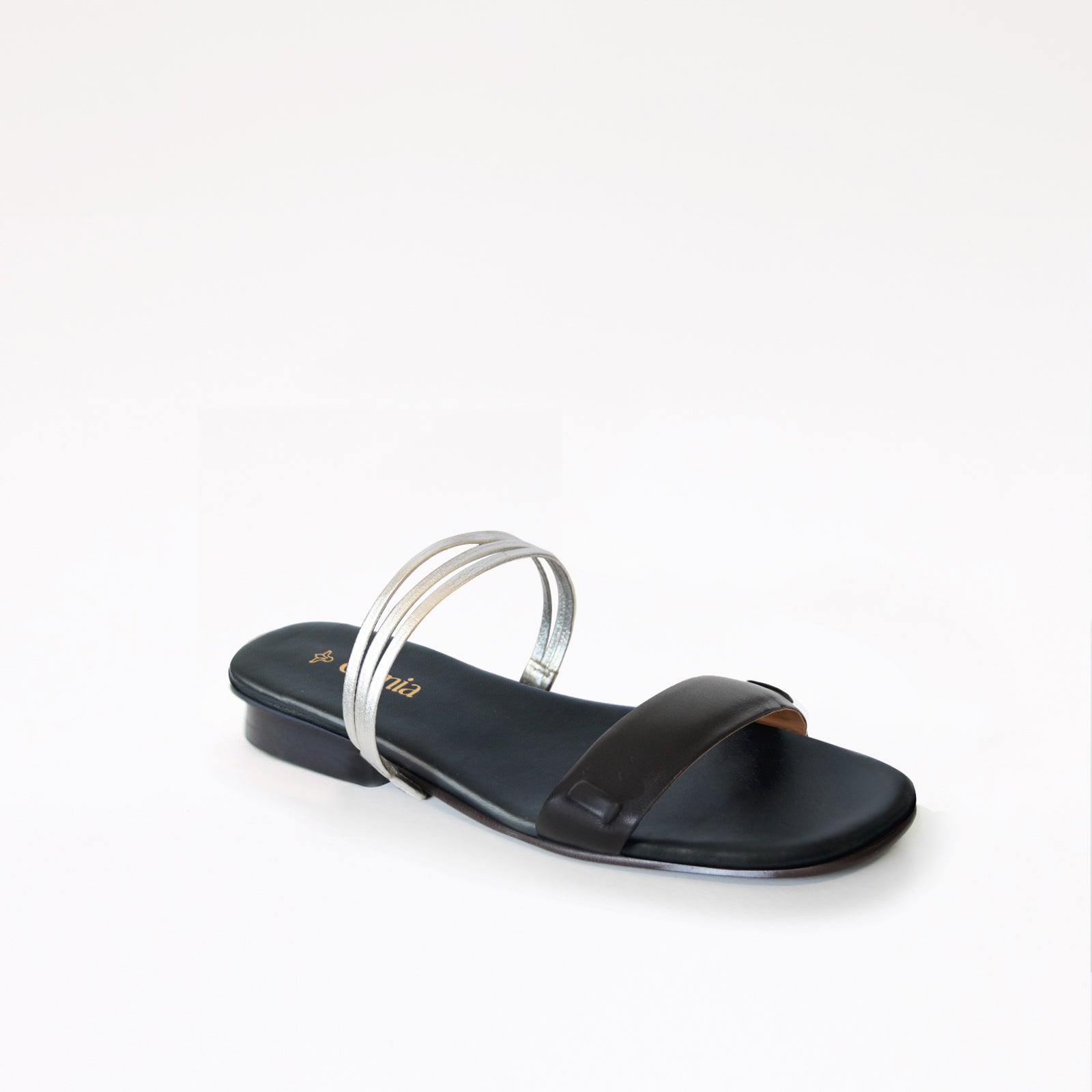 Black Swap Sandal Silver Triple