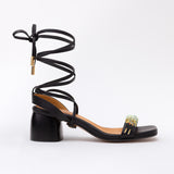 Black Heeled Swap Sandal Volcanic Black Gladiator