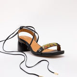 Black Heeled Swap Sandal Volcanic Black Gladiator