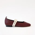 Burgundy - Double Lane Off White