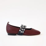 Burgundy - Black Triple Studs Straps