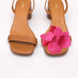 Camel Heeled Swap Sandal Framboise Camia Flower