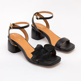 Charcoal Camia's Flower Interchangeable Strap Black Sandal