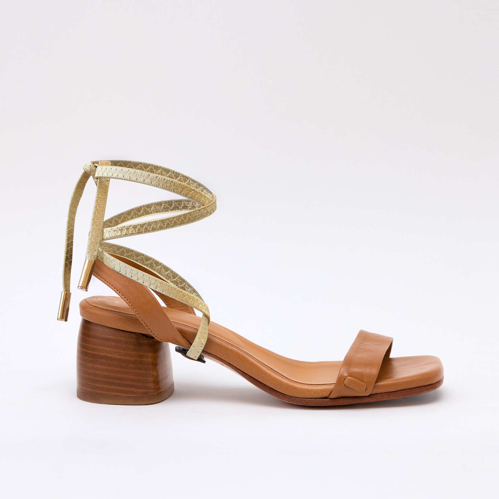 Gold Strap up Heels