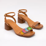 Multicolor Floral Interchangeable Strap Camel Sandal