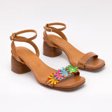 Multicolor Floral Interchangeable Strap Camel Sandal