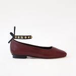 Burgundy - Golden Studs Black ankle