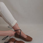 Caramel Black Long Gladiator straps Ballet Flat