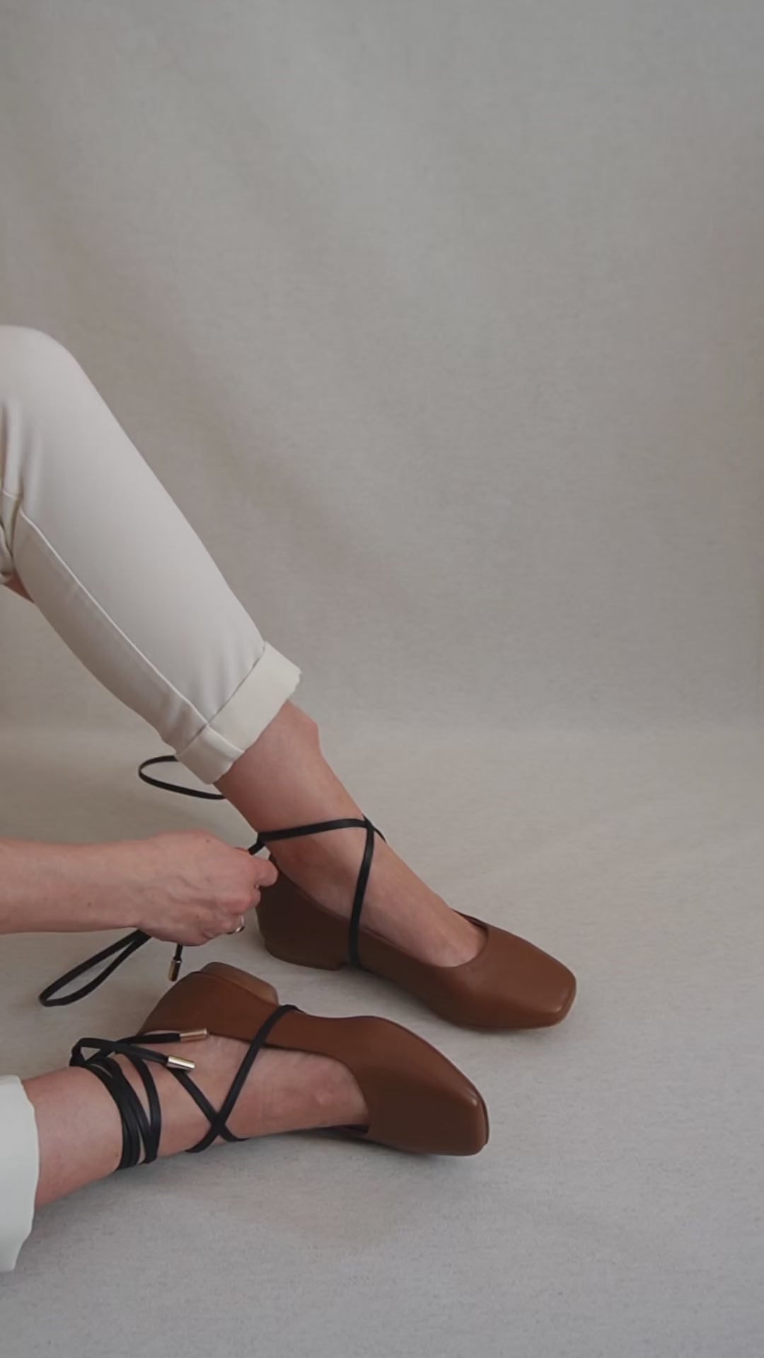 Caramel Black Long Gladiator straps Ballet Flat